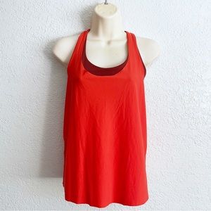 Athleta Ultimate Two In One Orange Maroon Built In Sports Bra Tank SMALL